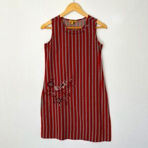 GLOBALDESI Size Small Sleeveless Shift Dress Tunic Embroidered & Embellished